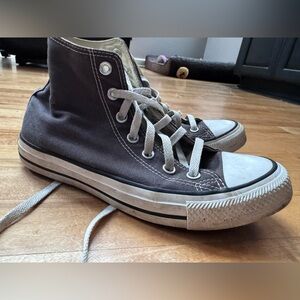 Converse Canvas High Top Sneakers in Gray and White